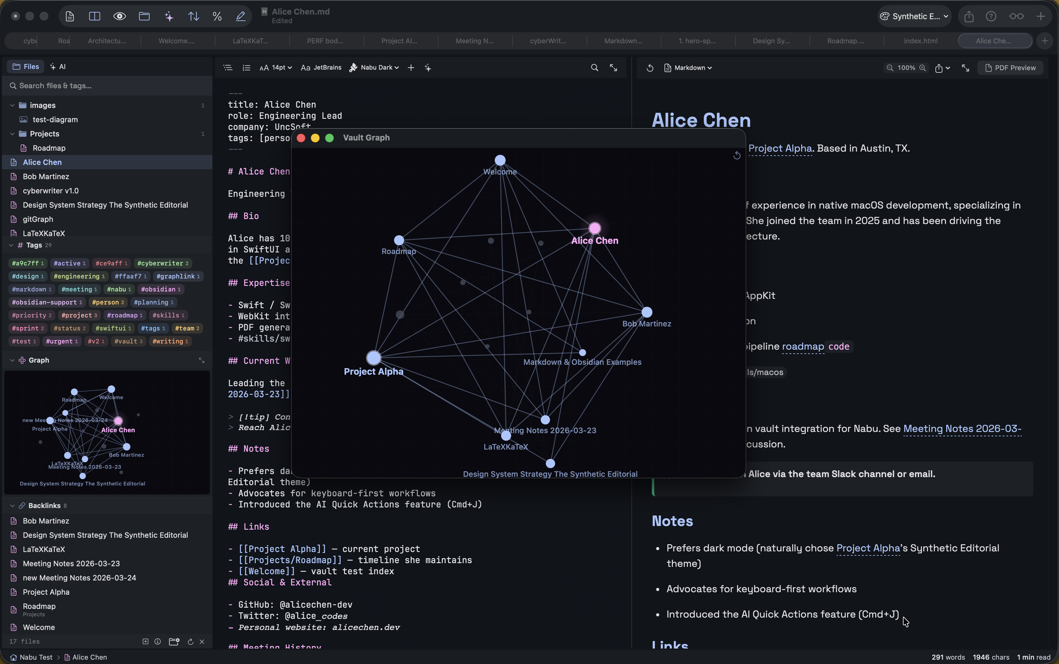 Floating knowledge graph window